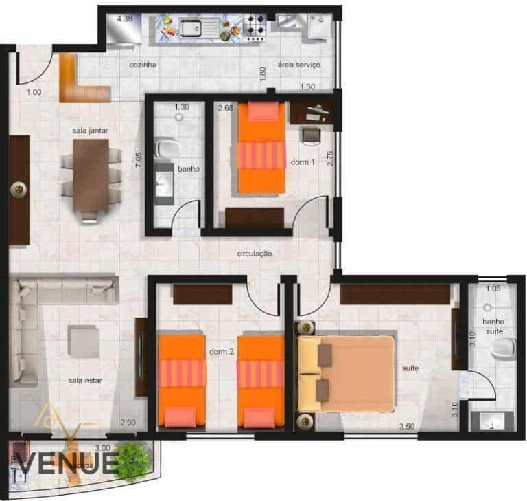 <Apartamento com 3 dormitórios à venda, 82 m² por R$ 564.700,00 - Parque das Nações - Santo André/SP